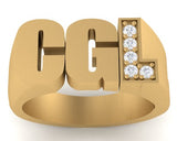 Diamond Initial Signet Ring