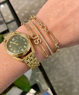 Pulsera de eslabones mixtos de gran tamaño con barra en T