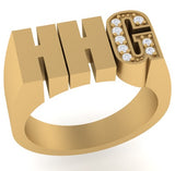 Diamond Initial Signet Ring