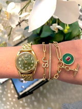 Pulsera de eslabones mixtos de gran tamaño con barra en T