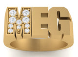 Diamond Initial Signet Ring
