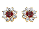 Gemstone and Diamond Flower Earrings