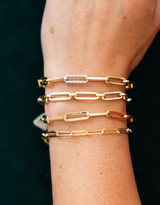 Paperclip Bracelet with Diamond Link