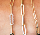Paperclip Bracelet with Diamond Link