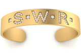 Large Diamond Initial Cuff