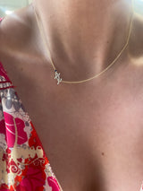 Cursive Initial with Bezel Birthstone Necklace