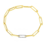 Paperclip Bracelet with Diamond Link