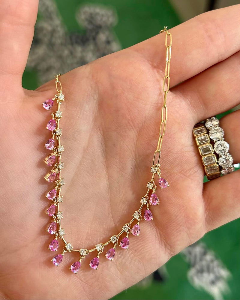Pink Sapphire Drop Necklace