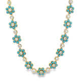 Turquoise Bezel Flower Necklace