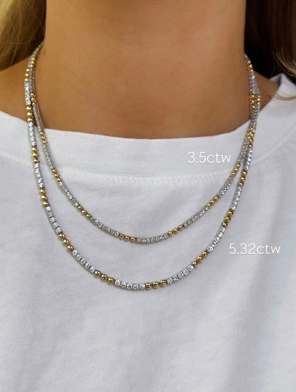 Gold Bead Tennis Necklace