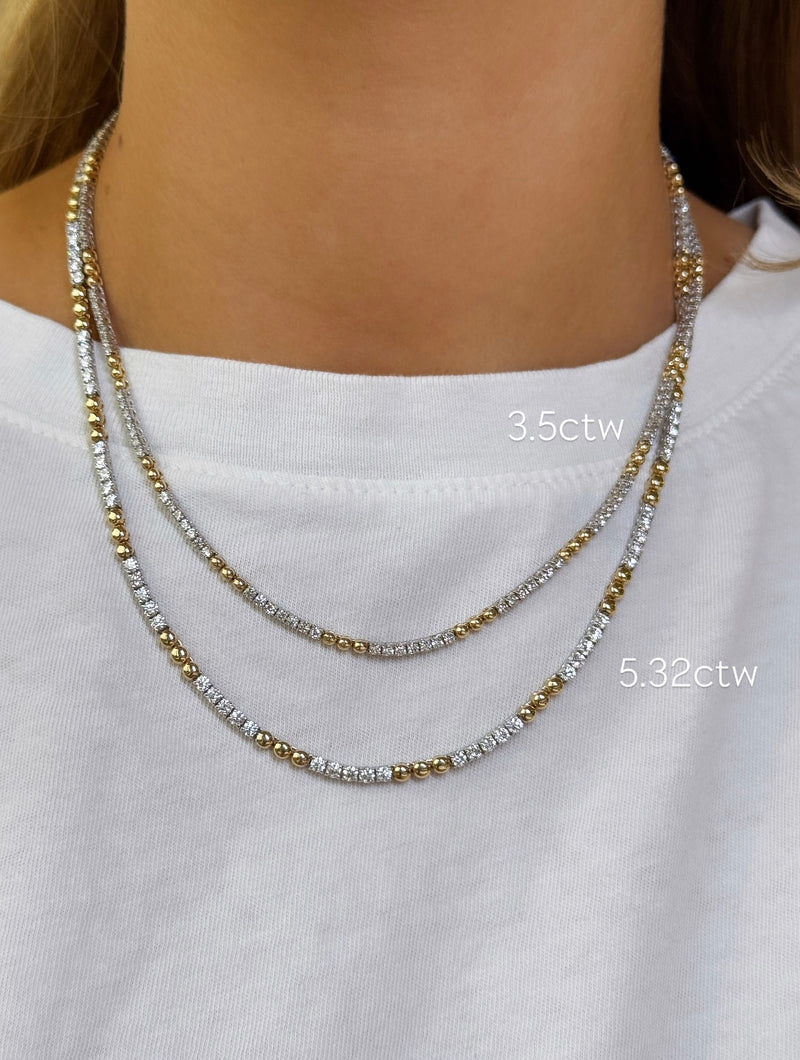 Gold Bead Tennis Necklace