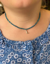 Silver Initial Beaded Necklace