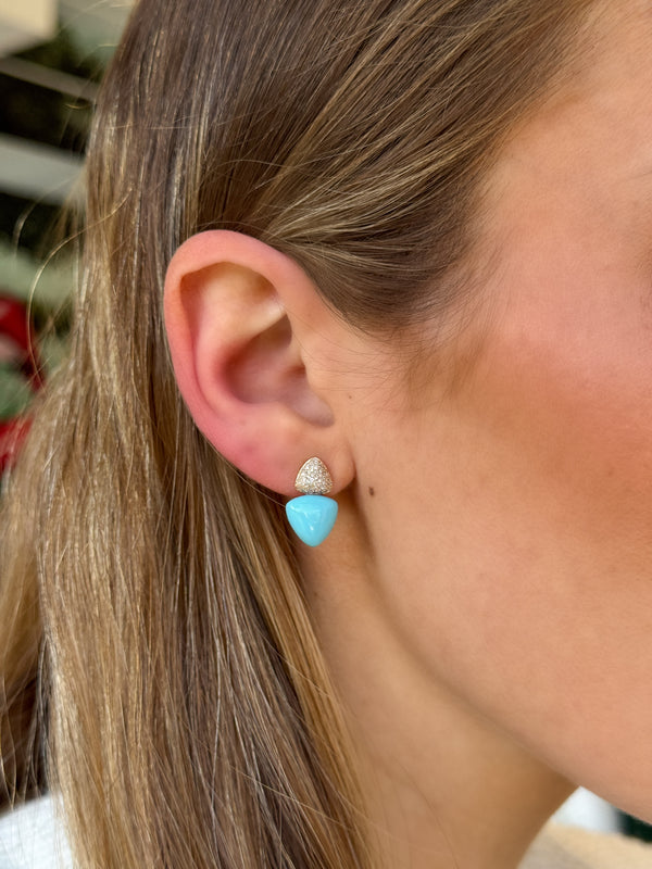 Turquoise & Pavé Diamond Earrings