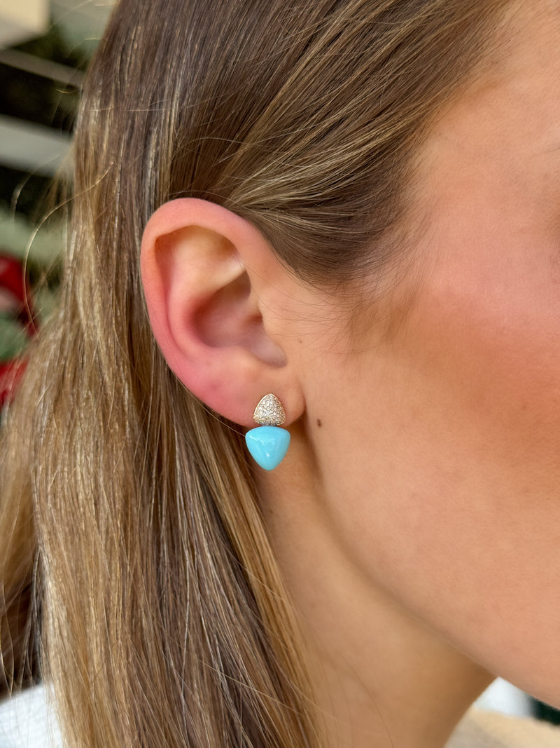 Turquoise & Pavé Diamond Earrings