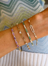 Alternating Emerald + Diamond Flex Bangle