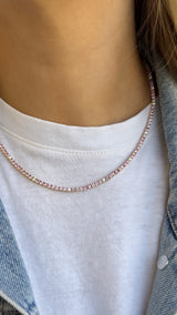 Pink Sapphire Tennis Necklace - VAULT SALE