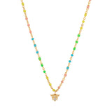 Rainbow Bead Necklace with Charm