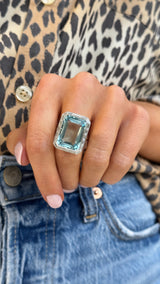Aquamarine + Diamond Ring