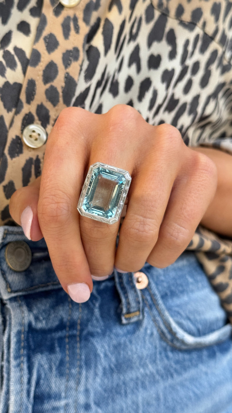 Aquamarine + Diamond Ring