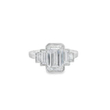 2.93ctw Emerald and Baguette Engagement Ring