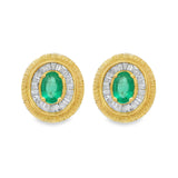 Emerald + Baguette Diamond Studs