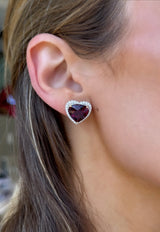 Ruby Heart Earrings