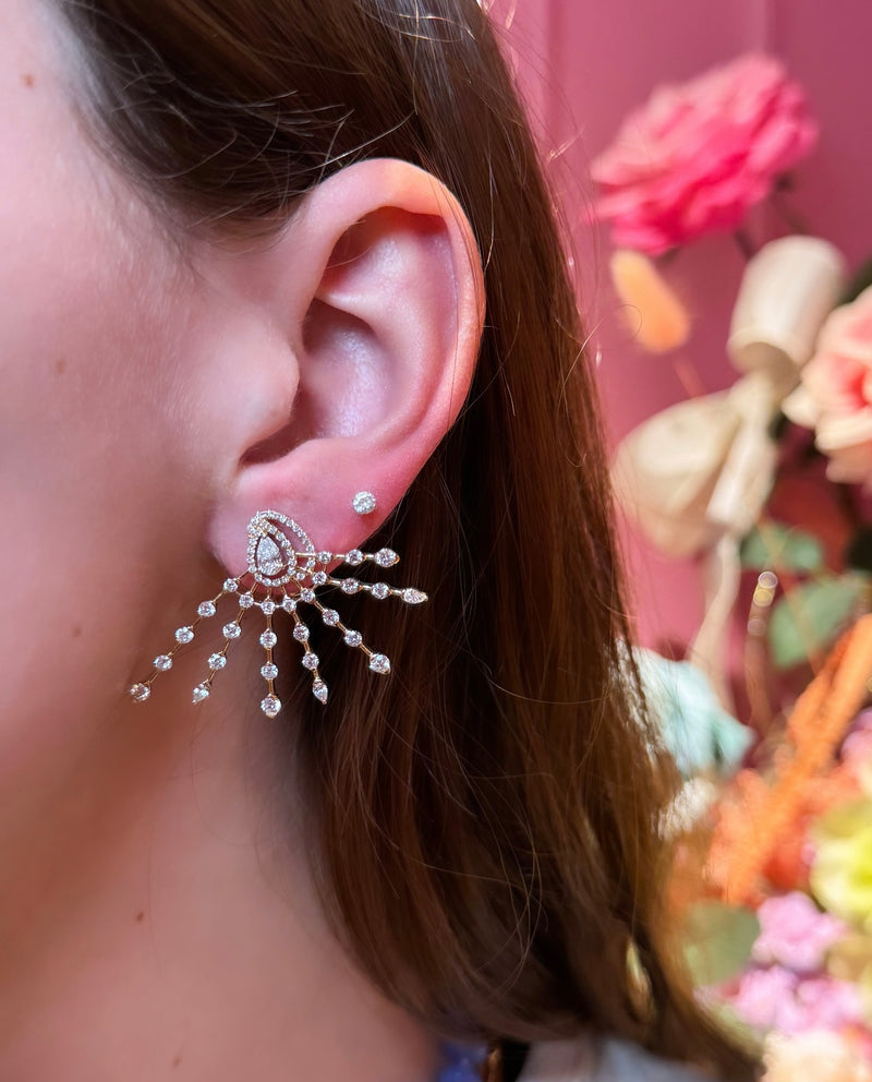 Diamond Fan Earrings