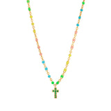 Rainbow Bead Necklace with Charm