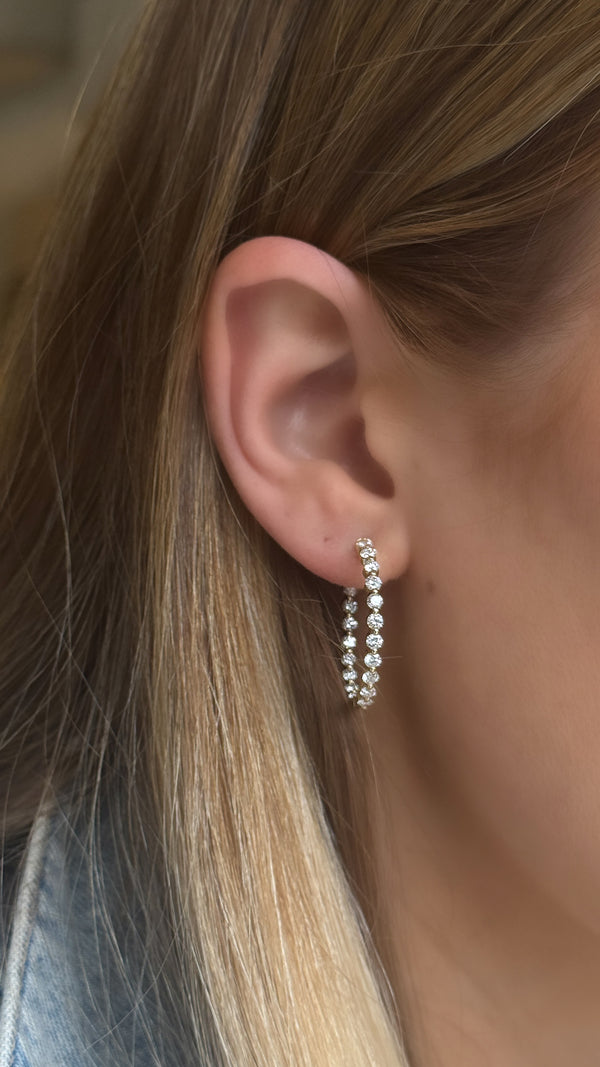 Large Single Prong In + Out Diamond Hoops