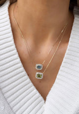 Bezel Gemstone Halo Necklace