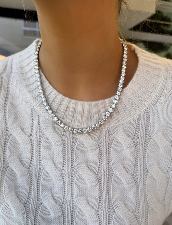 54.56ctw Three Prong Tennis Necklace