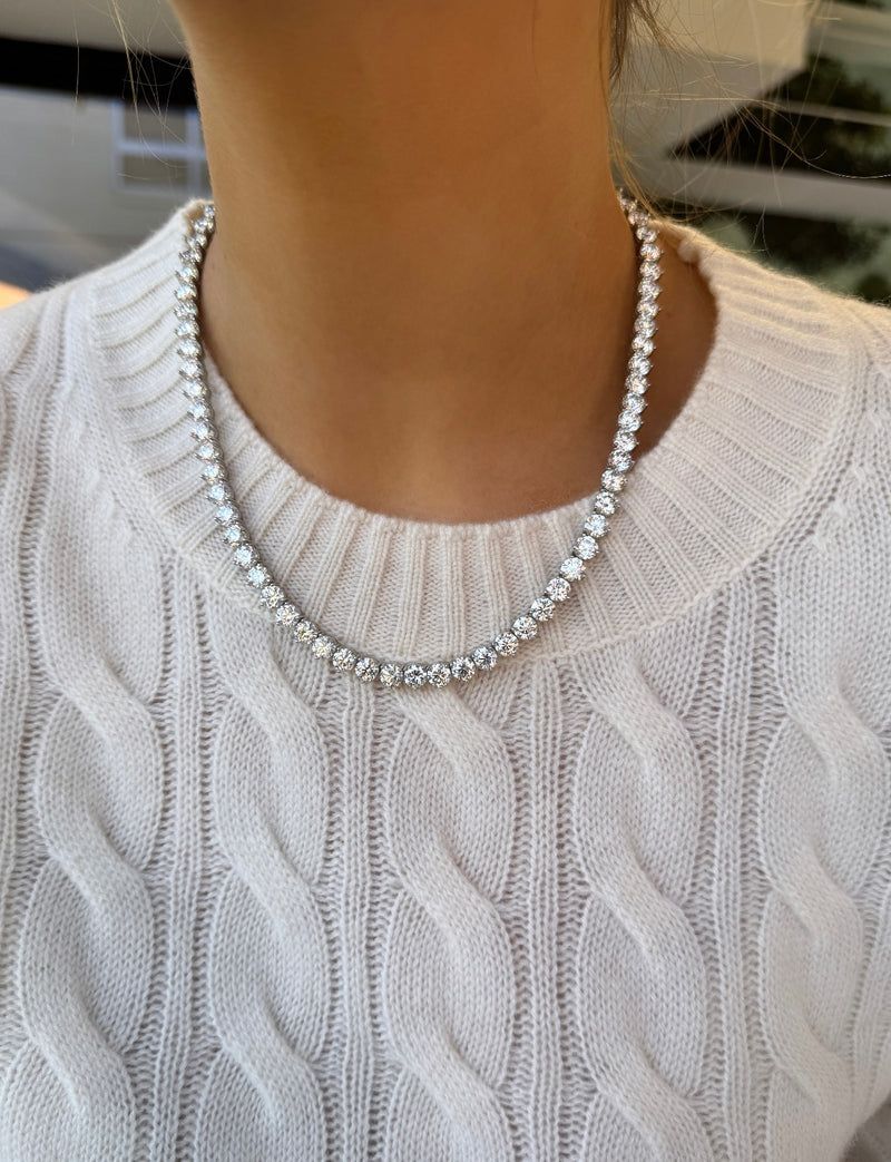 54.56ctw Three Prong Tennis Necklace