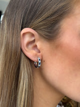 Diamond + Sapphire Channel Set Hoops