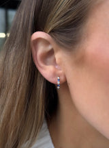 Diamond + Sapphire Single Prong Huggies