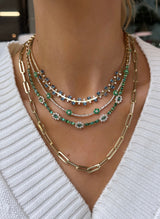 Emerald + Diamond Flower Necklace