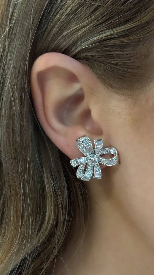Diamond Bow Earrings