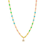 Rainbow Bead Necklace with Charm
