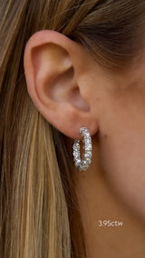 2 Prong In and Out Diamond Hoops