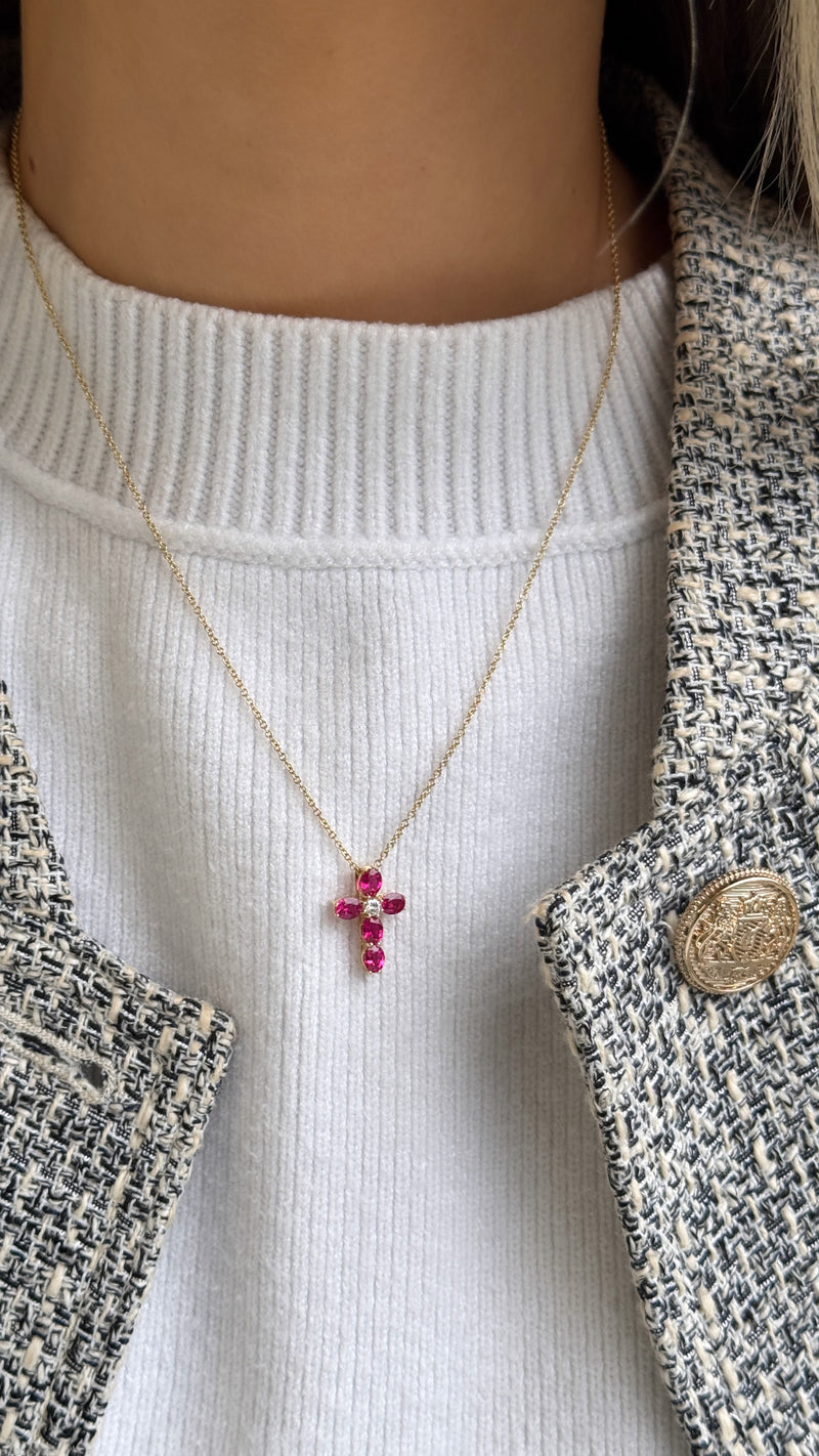 Ruby Cross Necklace - VAULT SALE