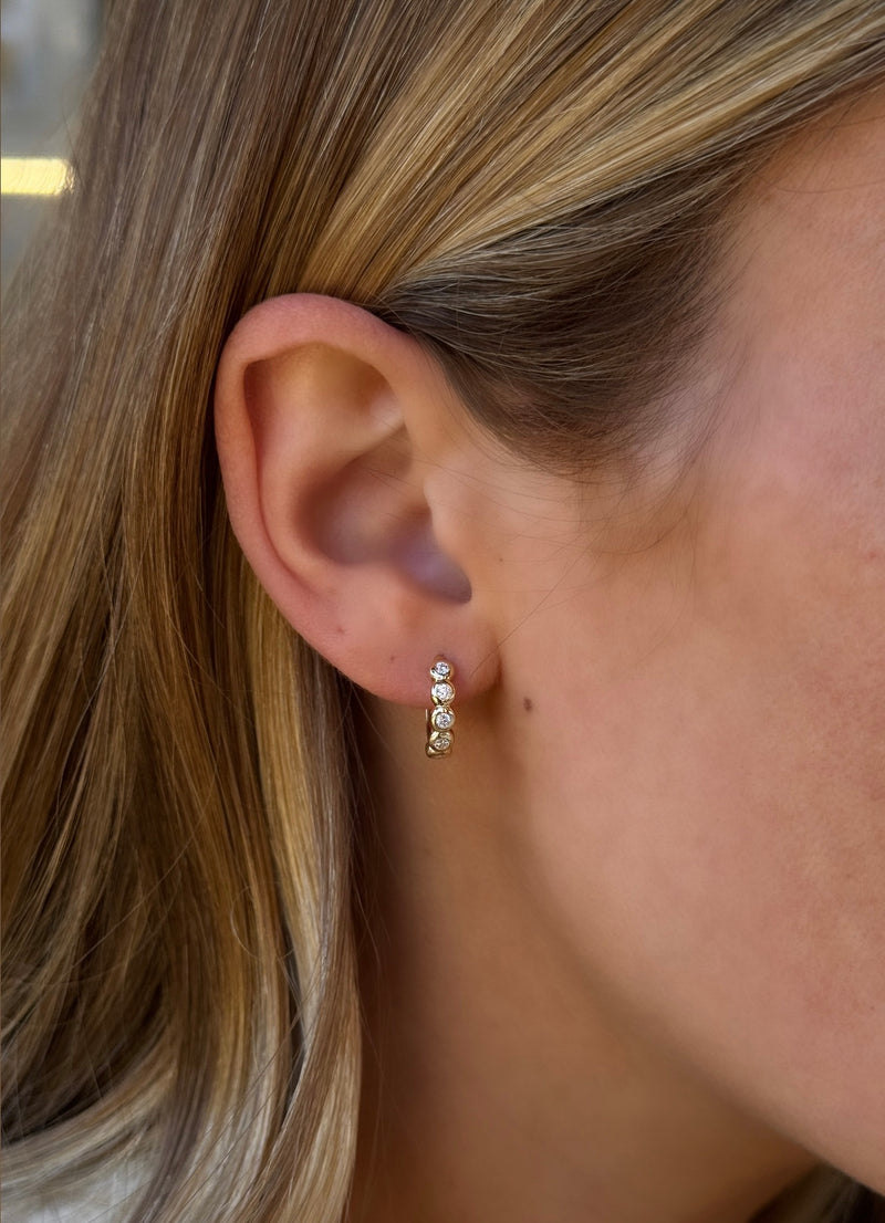 Bezel Diamond Huggies