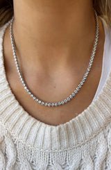 21.57ctw Three Prong Tennis Necklace