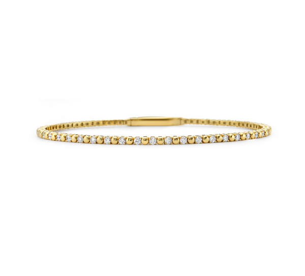 Brazalete flexible alternado de oro y diamantes