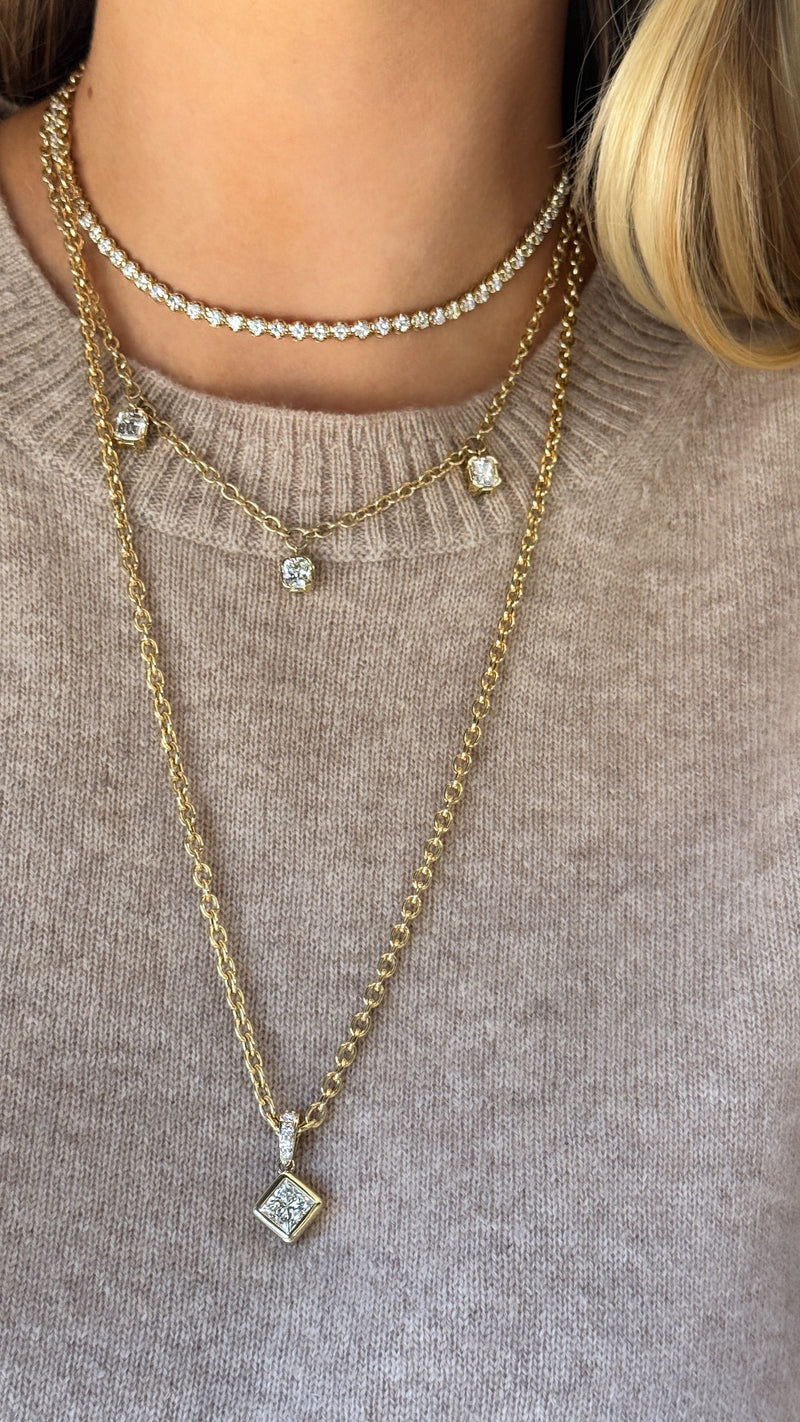 Mixed Shape Bezel Necklace