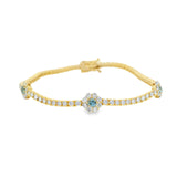 Diamond + Gemstone Flower Bracelet