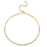 Bezel Emerald Station Necklace