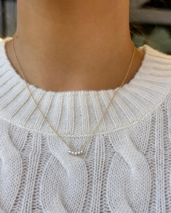Baguette Diamond Curved Bar Necklace