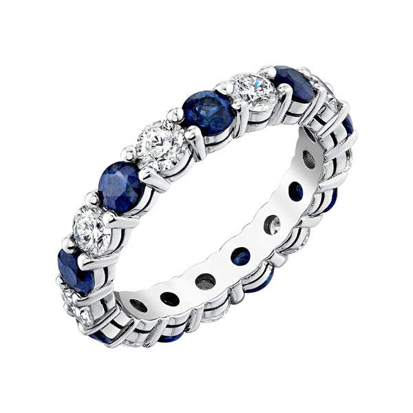 Alternating Diamond and Sapphire Eternity Band