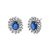 Sapphire and Baguette Halo Studs - VAULT SALE