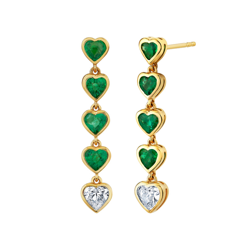 Emerald Heart Drop Earring