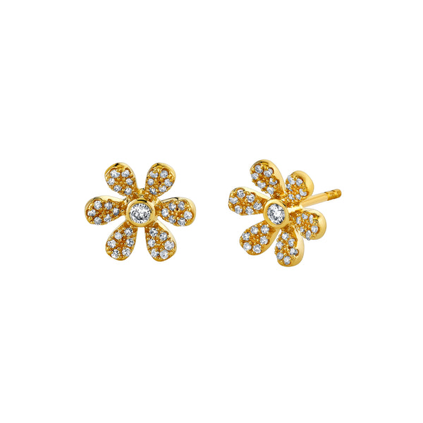 Pendientes con flores pavé